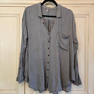 Free People Magic Breeze LS Button Down Top Oversize Small